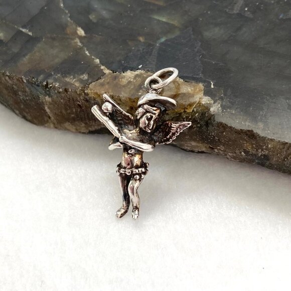 VTG Sterling Silver 925 PAX 3D Angel Boy Cherub Baseball Player Charm Pendant - Picture 16 of 16